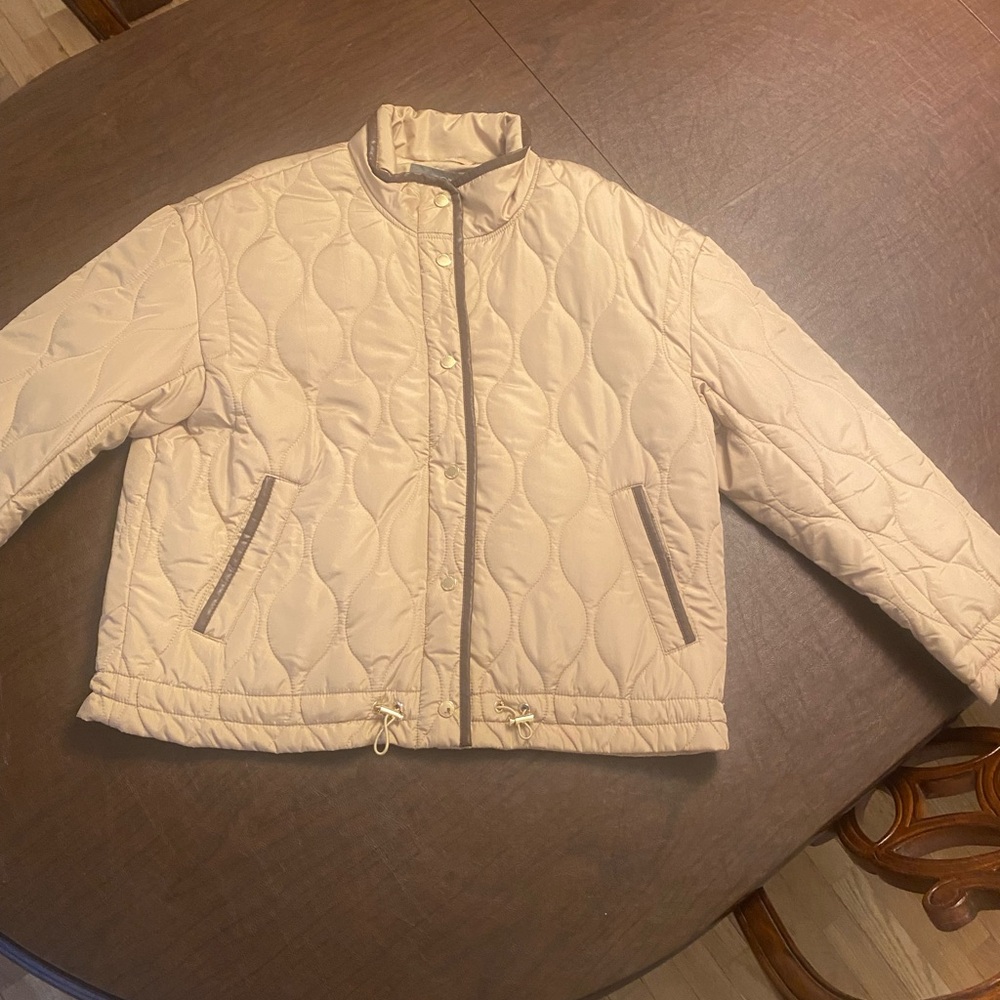 Vince Camuto Beige Quilted Puffer Jacket